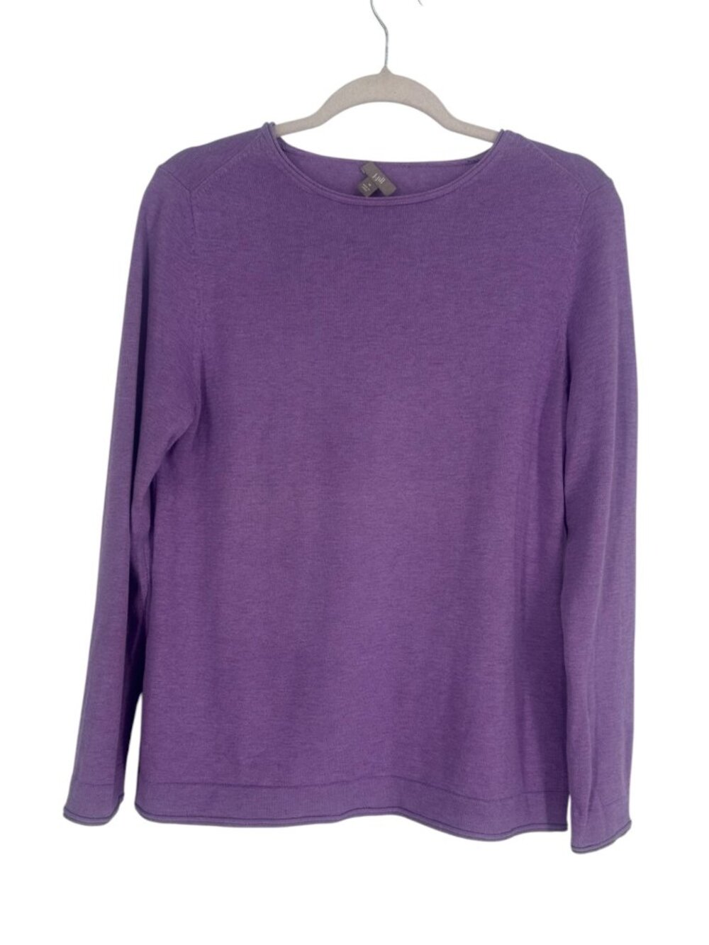 J Jill Pullover Sweater Medium Purple Heathered Knit Boat Neck Casual Preppy